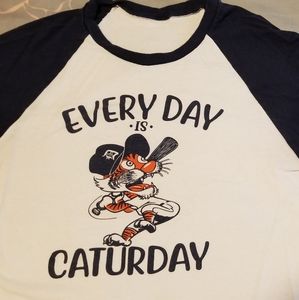 Detroit Tigers 3/4 baseball tshirt featuring PAWS